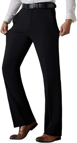 HAORUN Men Bell Bottom Pants Vintage 60s 70s Flare Formal Dress Trousers Slim Fit in Kuwait