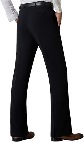 HAORUN Men Bell Bottom Pants Vintage 60s 70s Flare Formal Dress Trousers Slim Fit in Kuwait
