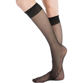 MANZI 12 Pairs Knee High Stockings Sheer Pantyhose for Women