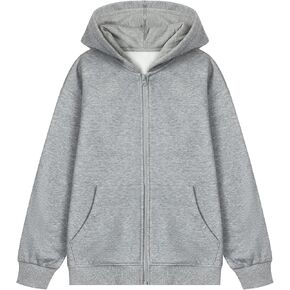 KIDNATION Kids Zip Up Hoodies Soft Fleece Hoodie Antistatic Fabric Hooded Sweatshirt with Pocket for Boys or Girls 4-14 Years