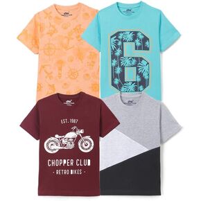chopper club Boys T Shirts Regular Fit Cotton Melange Pack of 4 Printed Tees for Daily Wear Boys' T-Shirts