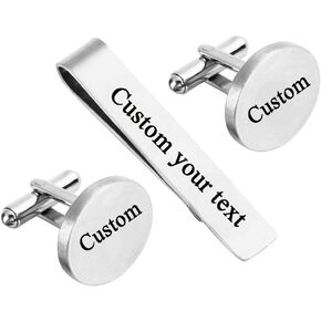 Cufflinks Wedding Engraved Father of the Bride/Groom Gifts Tie Clip Tack Bar ZUNON