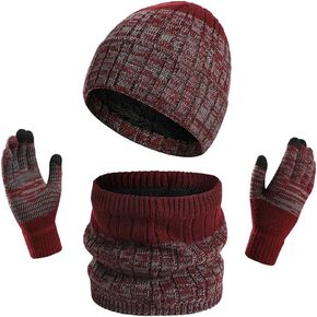KRATARC Winter Warm Scarf Beanie Hat Glove Neck Gaiter Set Adult Men Women Outdoor