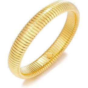 CONRAN KREMIX Gold Chunky Bangle Stretch Bracelets For Women 14K Real Gold Filled Stainless Steel Bracelet Non Tarnish Trendy Jewelry in Kuwait