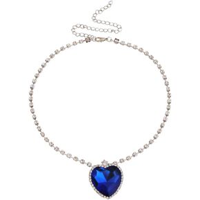 Sinkcangwu Heart shaped blue ocean Heart Pendant Necklace Birthstone crystal jewelry lady's gift in Kuwait