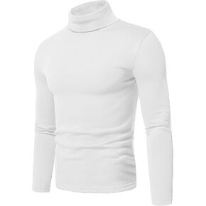 URBAN BUCK Turtleneck Men Shirt Long Sleeve Ribbed Knitted Casual Tshirt Slim Fit Cotton Turtle Neck Pullover Sweater