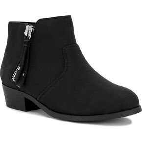 LONDON FOG Girls Black Alley Ankle Boot Fashion Ankle boots for Girls With Functioning Zipper