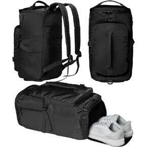 Gym Bag for Women Workout Gym Backpack with Shoe Compartment Sports Duffel Bag Multiple Pockets 30L (Black)