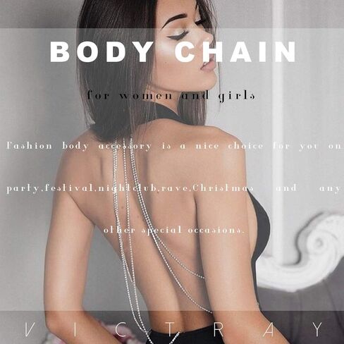 Victray حجر الراين سلسلة الجسم كريستال مجوهرات الجسم مهرجان ملحق الجسم للنساء والفتيات (الذهب) in Kuwait