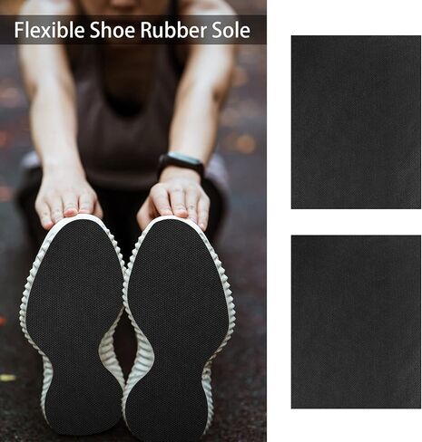 Nuanchu 2 Pieces Shoe Sole Repair Rubber Soling Sheet Rubber Shoe Sole Sheet Shoes Bottom Repairing Material Non-Slip Shoe Pads Replacement for Bottom of Most Types of Shoes, Black in Saudi Arabia