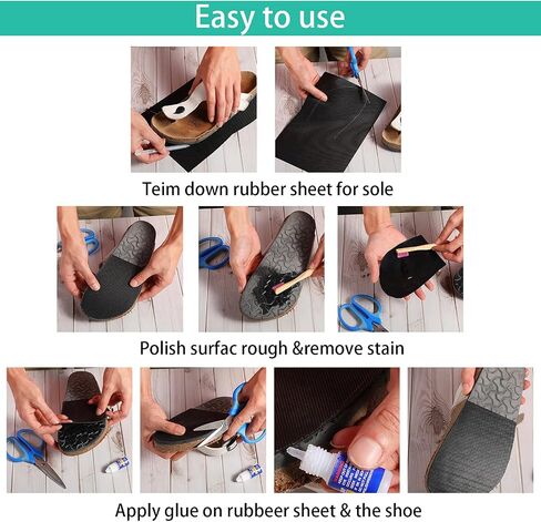 Nuanchu 2 Pieces Shoe Sole Repair Rubber Soling Sheet Rubber Shoe Sole Sheet Shoes Bottom Repairing Material Non-Slip Shoe Pads Replacement for Bottom of Most Types of Shoes, Black in Saudi Arabia