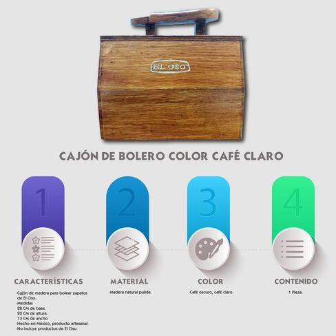 El Oso - Wood Shoe Shine Valet Storage Box. Wooden Box for Shoe Shine, Professional Cedar Shoe. in Kuwait