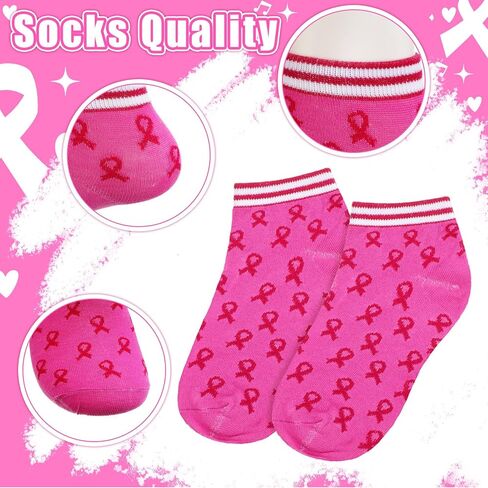 Xtinmee 36 Pairs Pink Ribbon Breast Cancer Awareness Socks for Women Soft Nurses Socks Sport Sock Bulk Breast Cancer Awareness Accessories Gifts for Women, 12 Styles in Saudi Arabia