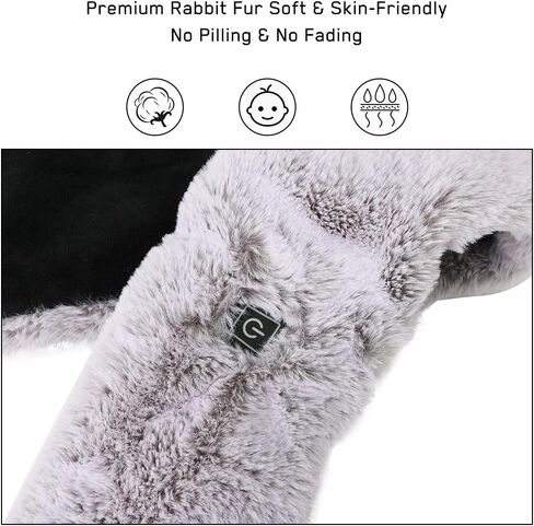 WIOR Electric Heated Scarf with Neck Heating Pad, Faux Rabbit Fur Collar Cozy Shawl, Fluffy Ski Snow Warm Winter Neck Wrap, Perfect for Boys Girls Women Autumn Winter Indoor Outdoor Use (Grey) in Kuwait