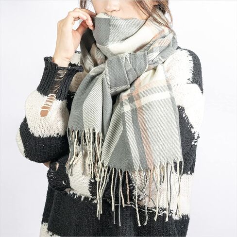 بطانية وشاح منقوشة للسيدات، وشاح سميك للشتاء/الخريف، وشاح دافئ كبير منقوش، شال منقوش، وشاح منقوش عصري ومتعدد الاستخدامات (لون عشوائي) in Kuwait