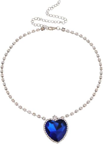 Sinkcangwu Heart shaped blue ocean Heart Pendant Necklace Birthstone crystal jewelry lady's gift in Kuwait