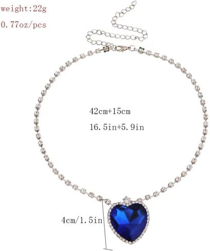 Sinkcangwu Heart shaped blue ocean Heart Pendant Necklace Birthstone crystal jewelry lady's gift in Kuwait