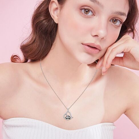 Penguin Necklace S925 Sterling Silver Christmas Penguin Pendant Necklace for Women Girls Lovers Love You Forever in Saudi Arabia