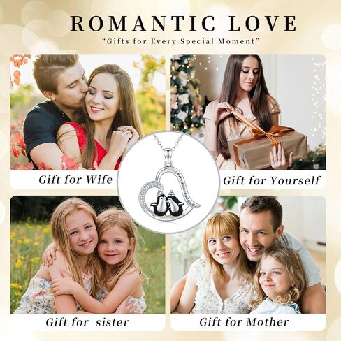 Penguin Necklace S925 Sterling Silver Christmas Penguin Pendant Necklace for Women Girls Lovers Love You Forever in Saudi Arabia