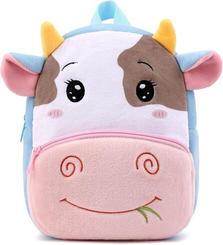 BEFUNIRISE Toddler Backpack for Boys and Girls, Cute Soft Plush Animal Cartoon Mini Backpack Little For Kids 2-6 Year (Cows) in Saudi Arabia