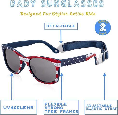 MAXJULI Baby Infant Sunglasses Safe, Soft, With Adjustable Strap 0-24 Months BPA Free 7002 in Saudi Arabia