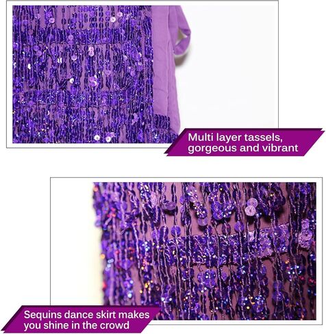 تنورة أداء الورك للرقص الشرقي من UTTPLL بالترتر بشراشيب ووشاح الورك ملفوف للنساء والفتيات in Kuwait