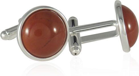 Cuff-Daddy Domed Jasper Cufflinks with Sterling Silver Plate with Presentation Box in Saudi Arabia