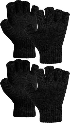 Cooraby 2 Pairs Thickened Cashmere Warm Half Finger Gloves Winter Knitted Fingerless Gloves for Men and Women in Saudi Arabia