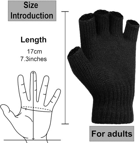 Cooraby 2 Pairs Thickened Cashmere Warm Half Finger Gloves Winter Knitted Fingerless Gloves for Men and Women in Saudi Arabia