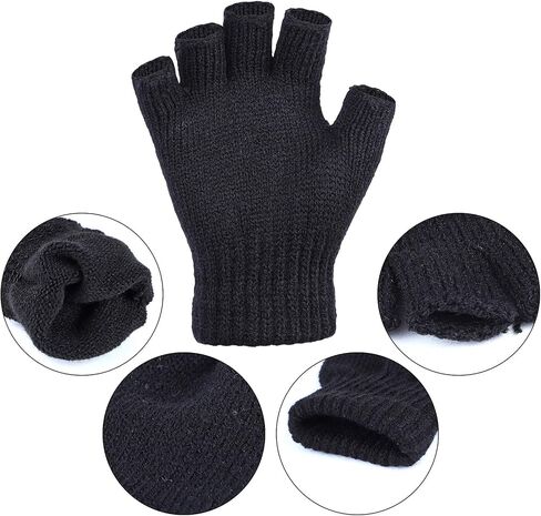 Cooraby 2 Pairs Thickened Cashmere Warm Half Finger Gloves Winter Knitted Fingerless Gloves for Men and Women in Saudi Arabia