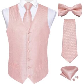 DiBanGu Suit Vest for Men, 5 PCS Wedding Paisley Vest Tie and Bow Tie Pocket Square Cufflinks S-3XL