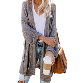 CUPSHE Womens Long Sleeve Open Front Cardigan Solid Winter Casual Crochet Textured Knit Sweater