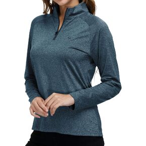 AjezMax Half Zip Pullover Women Running Shirt Athletic Long Sleeve Workout Tops