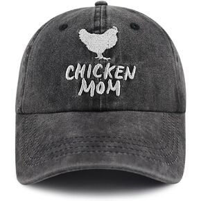 قبعة Kpainath Chicken Mom، قبعة بيسبول مضحكة ومطرزة بالقطن المغسول وقابلة للتعديل