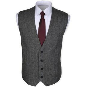 Ruth&Boaz 3Pockets 4Buttons Wool Herringbone Tweed Business Suit Vest in Saudi Arabia