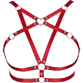 Women's Body Harness Pentagram Bra Fashion Punk Gothic Top Hollow Plus Size Belt Halloween Carnival Costume 14 Colors