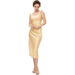 AGO FTYxTRA Real Silk Dress - Luxury 19mm Mulberry Silk,Sexy Wrap Sleeveless Adjustable Slip Midi Bodycon Formal Dress in Kuwait