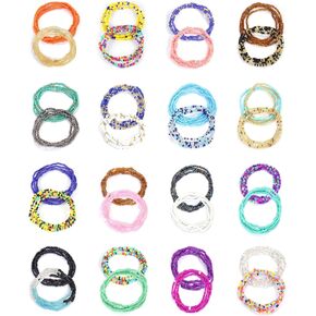 ORAZIO 32Pcs Waist Beads For Women Colorful Body Chains Set Elastic African Belly Beads Waist Beads Weight Loss Beaded Summer Bikini Jewelry