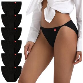 INNERSY Women's High Cut String Bikini Panties Stretchy Sexy Cotton Underwear 6-Pack
