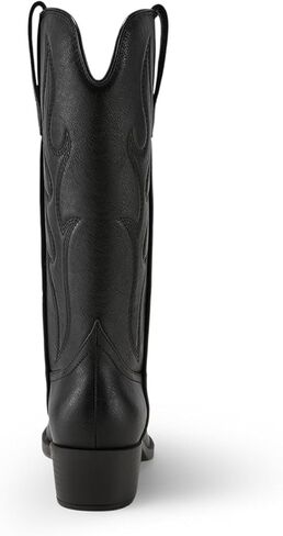 Arromic Cowboy Boots for Women Wide Calf Western Cowgirl Boots Square Toe Mid Calf Embroidered Pull on Chunky Heel Fashion Boots in Kuwait