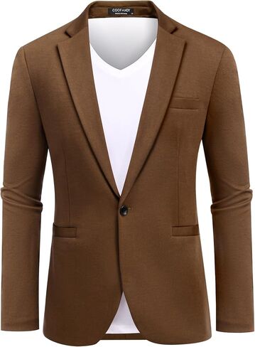 COOFANDY Men Blazers Casual Knit Sport Coat Notch Lapel One Button Sports Jacket Brown L in Saudi Arabia