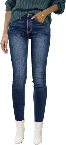 Utyful Womens Fleece Lined Jeans High Waisted Stretch Thermal Fleece Denim Jeggings Skinny Warm Leggings Lined Pants Winter in Kuwait