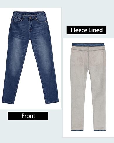 Utyful Womens Fleece Lined Jeans High Waisted Stretch Thermal Fleece Denim Jeggings Skinny Warm Leggings Lined Pants Winter in Kuwait
