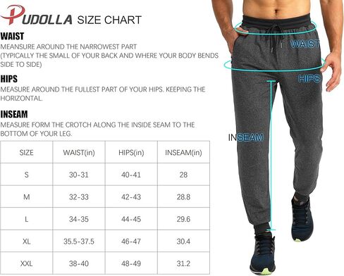 Pudolla الرجال الصوف الركض السراويل الناعمة الدافئة Sweatpants للرجال الشتاء رياضية تجريب الصالة الرياضية بنطال رياضي مع جيوب سستة in Kuwait