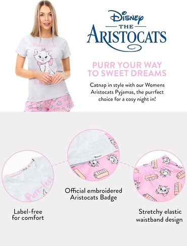Disney Pajama for Women | Ladies Aristocats Pajamas | Cotton Short PJ Set in Saudi Arabia