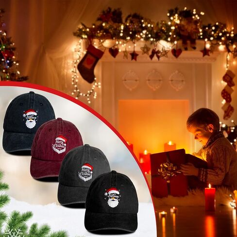 4 قطع قبعة عيد الميلاد، قبعة بيسبول مطرزة، قبعة سانتا قابلة للتعديل، قبعة بيسبول مضحكة للرجال والنساء in Kuwait