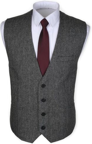 Ruth&Boaz 3Pockets 4Buttons Wool Herringbone Tweed Business Suit Vest in Saudi Arabia