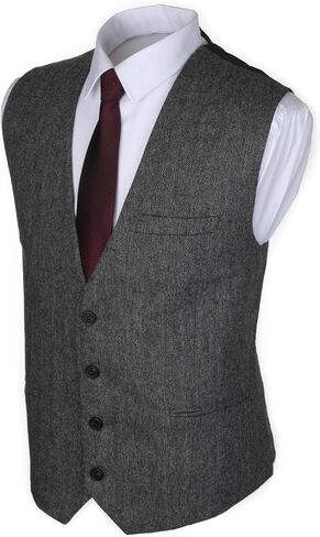 Ruth&Boaz 3Pockets 4Buttons Wool Herringbone Tweed Business Suit Vest in Saudi Arabia