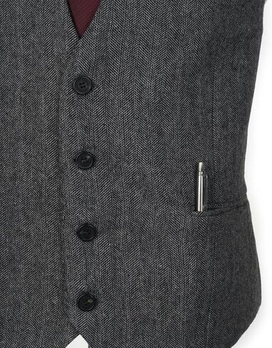 Ruth&Boaz 3Pockets 4Buttons Wool Herringbone Tweed Business Suit Vest in Saudi Arabia