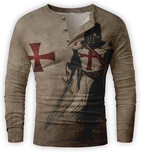 Men's Henley Shirts，Long Sleeve Shirts Fashion，Men's Basic Fit Shirts Polo in Kuwait